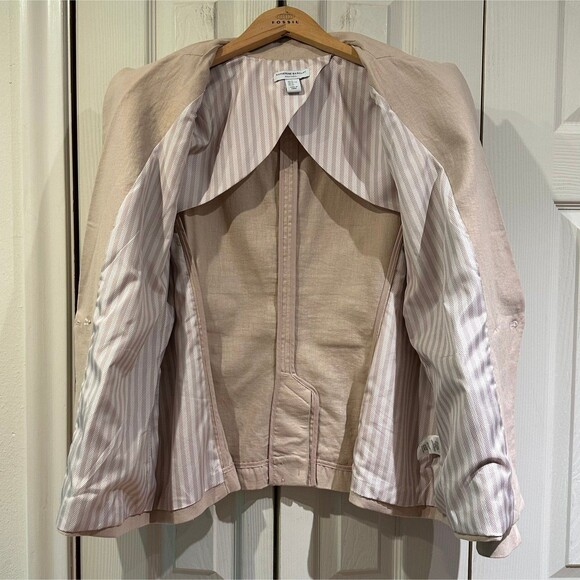 Katherine Barclay Beige Linen Blend Double Breasted Blazer XL - Picture 4 of 12